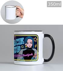 フルカラー転写用マグカップ(ブラックハンドル/350ml)