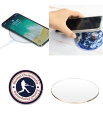 Qi(チー)対応サークルワイヤレス充電器 本体色ゴールド／名入れ専用