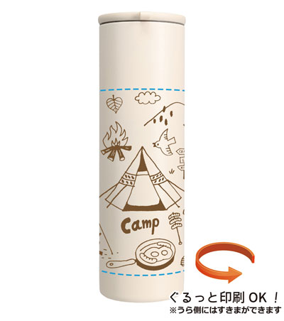 回転シルク印刷1色の説明　ボトル側面