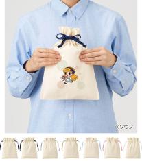 コットンカラーリボン巾着(M)