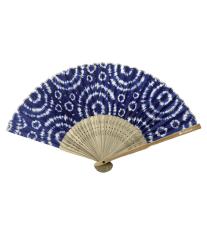 すす竹扇子 藍色染しぼり