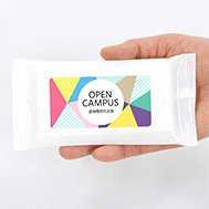 企業ロゴを名入れ印刷できるオリジナルウェットティッシュ ノベルティ制作例