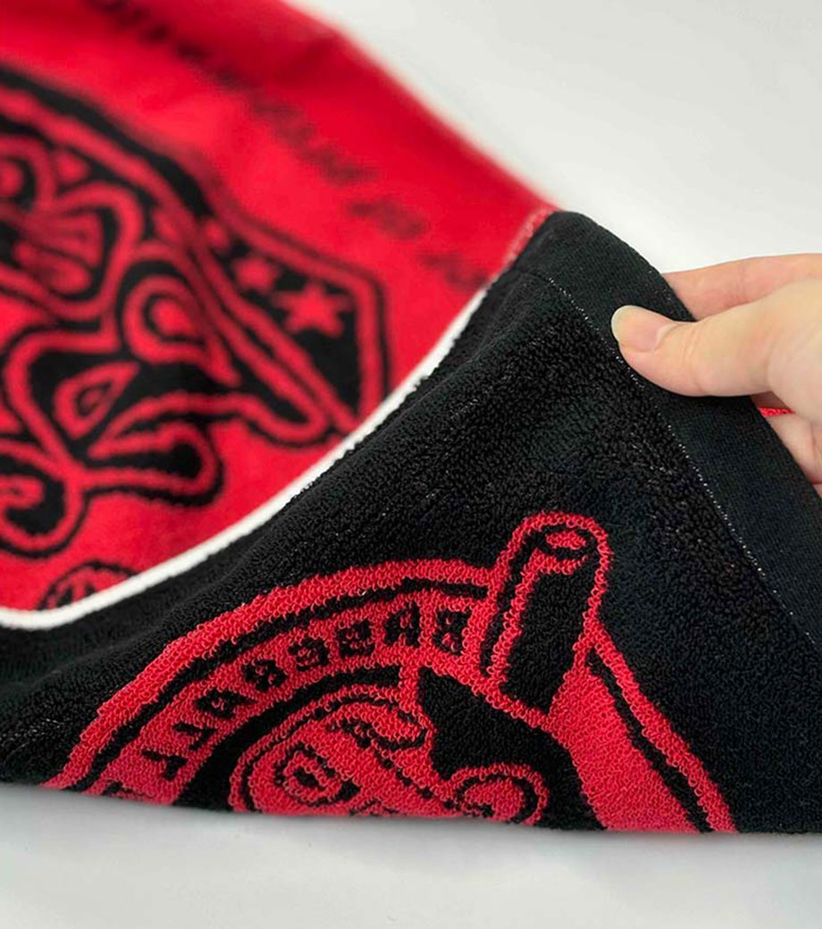 毛違いジャガード マフラータオルの生地表面