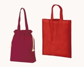 本体色レッドのコットントートバッグ