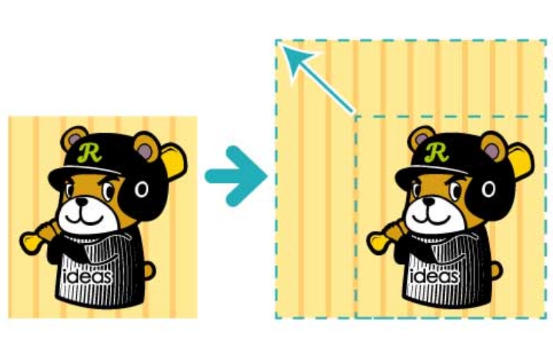 足りない部分の背景(柄)を拡張するイメージ