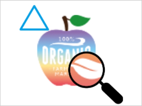 解像度が低く拡大するとぼやけたフルカラ―のロゴ