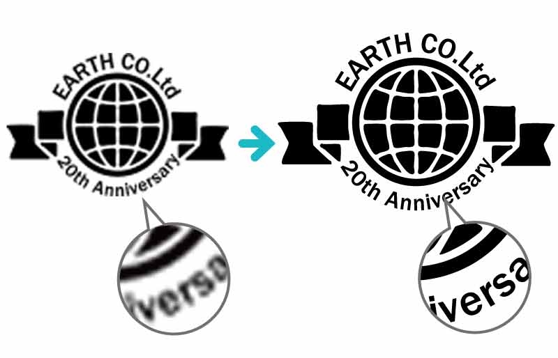 解像度が低いロゴをトレースしたイメージ