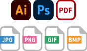 AI、PSD、PDF、JPG、GIF、BMPアイコン