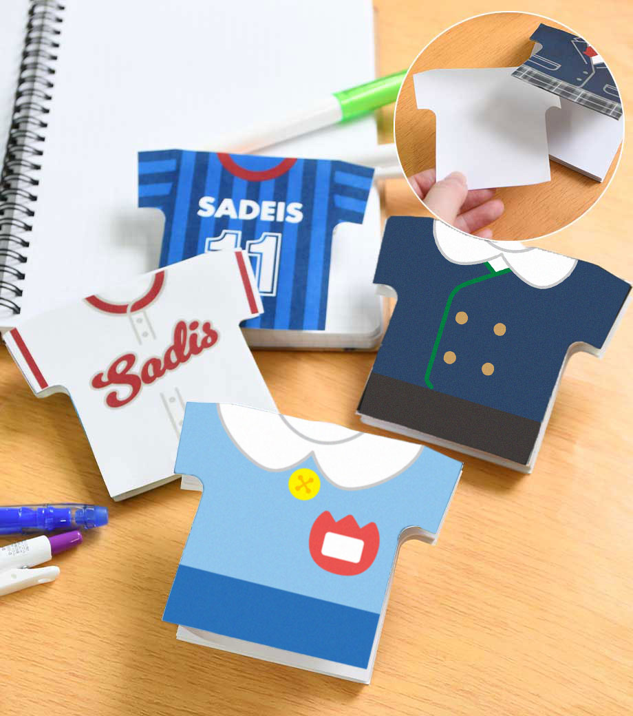 卒園記念品向け　【オリジナルデザイン】制服・ユニフォーム型ふせん　H092817AA-2