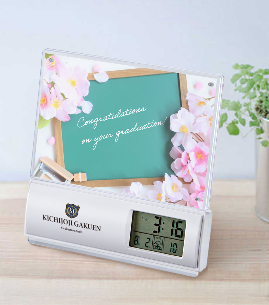 卒業記念品向け　フォトフレーム電波時計　H092541