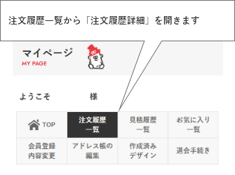 注文履歴一覧から「注文履歴詳細」を開きます