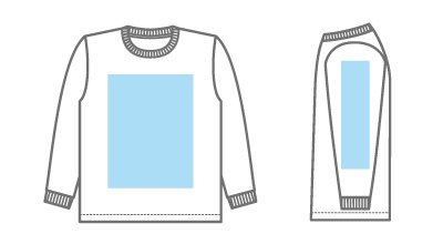 長袖Ｔシャツ（リブ付き）のテンプレートイメージ