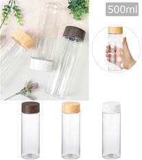 TS-1818 木目調キャップスリムクリアボトル500ml