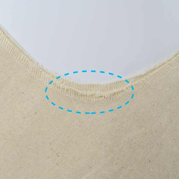 マルシェバッグ開口部の縫い目の折り込み