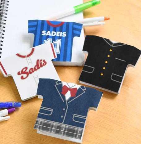 オフセット・オンデマンド印刷を制服・ユニフォーム型ふせんに行ったデザイン事例