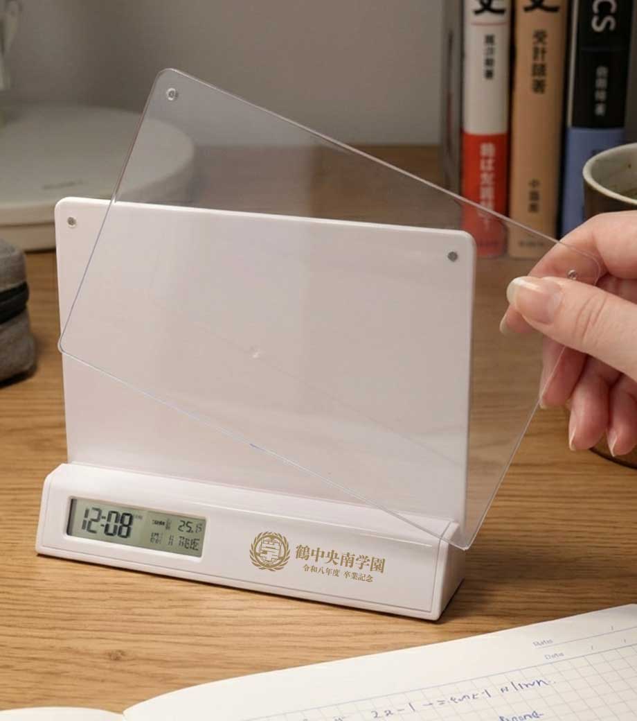 卒業・卒園記念品向け フォトフレームクロック マグネットで入れ替え簡単
